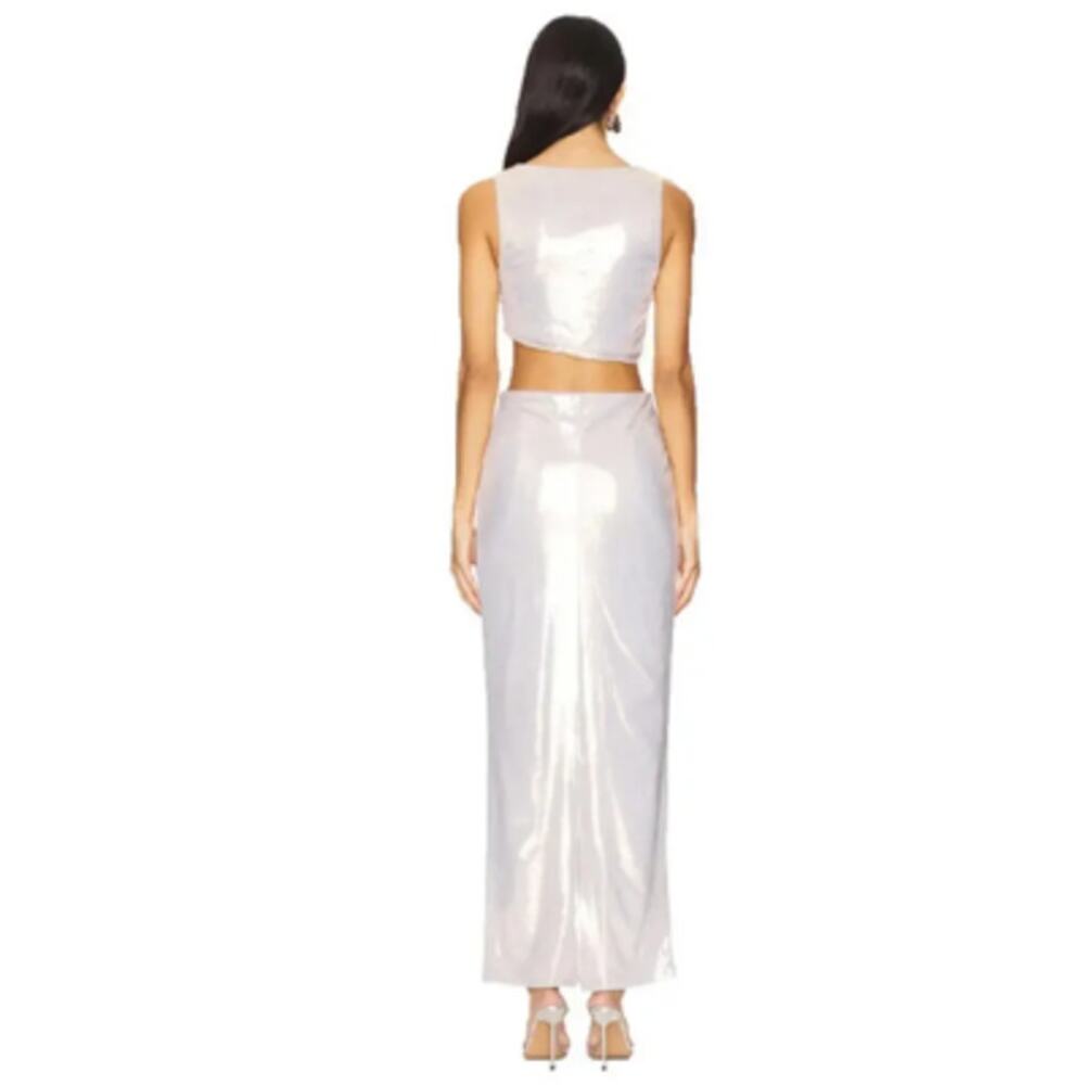 Superdown Pearl Maxi Set Tank top + Skirt Pale Gold Metallic Size Medium / Small - Picture 5 of 12